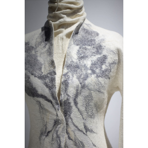 "The Moon milk" Jacket Hand Felted, Wool and Silk, Reversible, Unique Wearable Art  by Jeanne Akita
