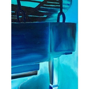 Underwater Piano. Original painting, 30 x 20 inches. by Delphine Pontvieux
