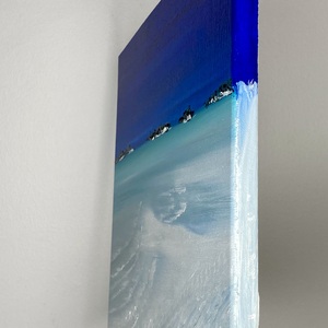 Sand bar original painting, Exumas, The Bahamas, 11"x11" by Delphine Pontvieux