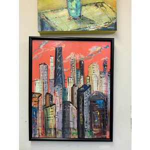 Chicago! 16" X 20" framed original painting by Bob Leopold
