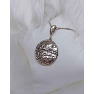 OCEAN VIEW WITH ROCKS Fine Art Handmade Sterling Silver Pendant, Ocean Jewelry  by Natalia Chebotar