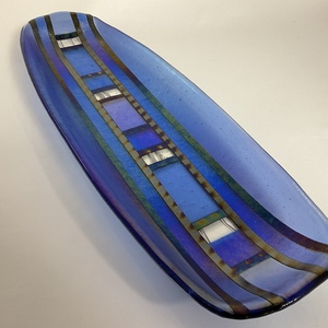 Glass Oval Bowl in Blue Glass by Christine  Freeburn 