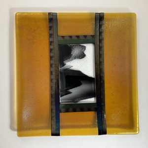 Glass Plate in Amber -8-1/4" by Christine  Freeburn 
