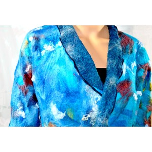 Nuno Felted Silk Wool Woman Coat Handmade Jacket by Maria Berghauer