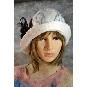 White felted wool warm winter hat by Maria Berghauer