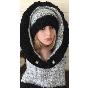 Women’s two piece set hooded cowl and matching beanie  by Sherri Gold