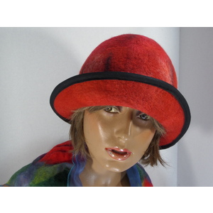 Felted red  hat cloche by Maria Berghauer