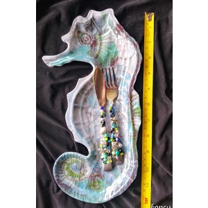 Seahorse with  oceanic beaded flatware by Sharon Lippert