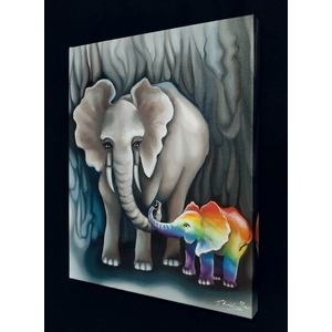 Elephant Love- giclee print on stretched canvas by Peter Thaddeus