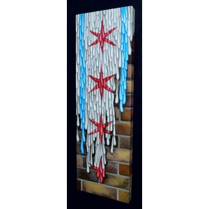 Chicago Flag in Drips- Large, vertical by Peter Thaddeus