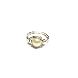 Ring Silver Wire With Genuine Pearl by Laura Nigro
