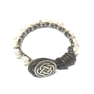 Bracelet Thick Leather Wire-Wrapped (Patented Design) by Laura Nigro
