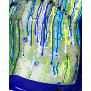 Blue Rimmed Quadrant Dish by Dana of Meraki Glass Art