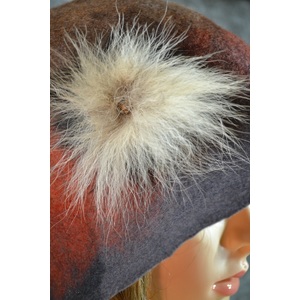 Brown Grey Felted Wool Hat Cloche by Maria Berghauer