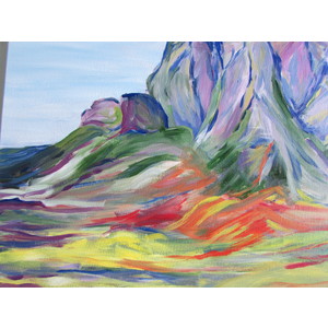 Pink Mountains in Stellenbosch, South Africa.  24" x 30" by Linda Sacketti