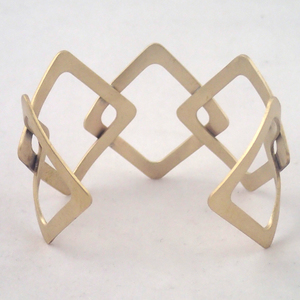 Brass Five Diamond Cuff Bracelet by Lauren Mullaney