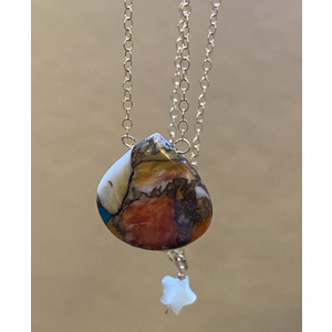 Turquoise oyster shell pendant necklace by Candace Marsella