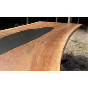 Walnut and Black Epoxy Single Slab Dining / Conference Table by Adrian Vogel