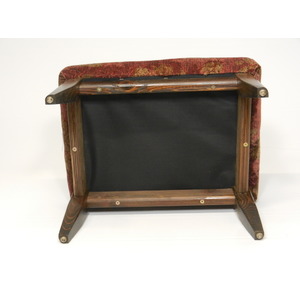 Red Floral Velvet Footstool with Solid Wood base by Fred Khodadad