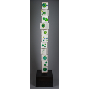 Biological Green Blue 11 Cube Totem by Jeff Pender