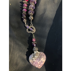 Chaorite, Rubies, Freshwater Pearls, Marachasite, Leopoldite, Moonstone Necklace by Ann Marie Hoff