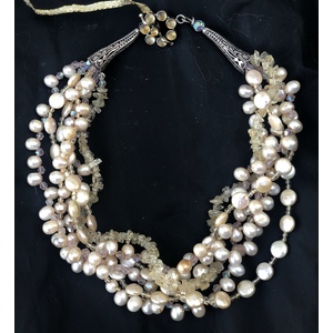 Citrine and freshwater pearls  torsade by Ann Marie Hoff
