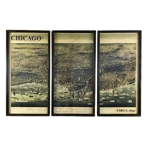 Chicago 1892 Bird's Eye View Map - 3 Piece Set by Amy Manning