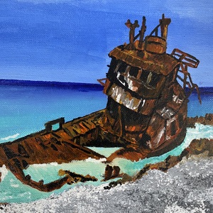 Bimini Wreck (original painting) by Delphine Pontvieux