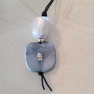 Silver and White Clay Bead Necklace by Susan Paolilli