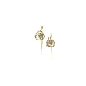 Earrings Gold Wire with Crystal by Laura Nigro
