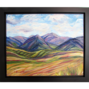 Fields and Mountains, 20" x 16" by Linda Sacketti