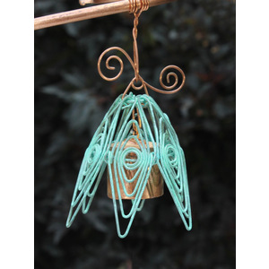 Rustic Blue Hanging Bellflower Chime with Dappled Leaf by Lisa Pribanic