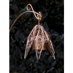 Silver Pink Hanging Bellflower Chime with Dappled Leaf by Lisa Pribanic