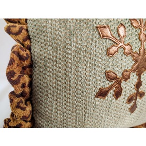Bronze Leather Snowflake Pillow 1 by Cynthia Margaret Bye
