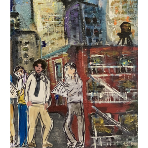Bus Stop Chicago 16 X 20 Collage / Painting by Bob Leopold