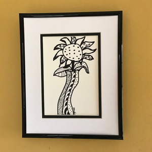 Black and White Sunflower in Vase by Regina Roland