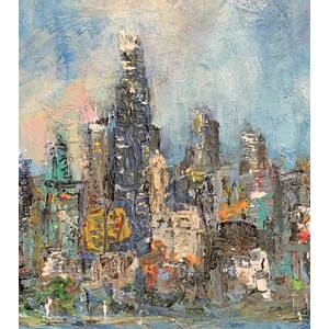 Chicago! --  framed 18”x24” original painting - free shipping by Bob Leopold
