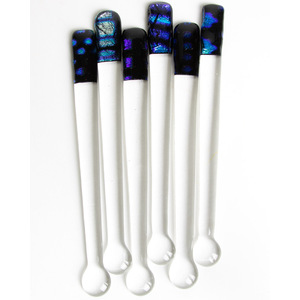 6 Blue Swizzle Sticks by Dana of Meraki Glass Art