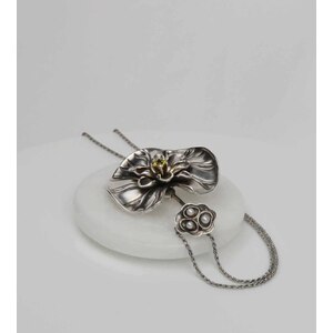 LOTUS BLOOM Handmade Fine Art Sterling Silver Necklace  by Natalia Chebotar