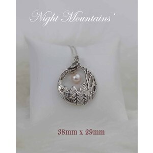 NIGHT MOUNTAINS Fine Art Handmade Sterling Silver Pendant, Mountain Necklace  by Natalia Chebotar
