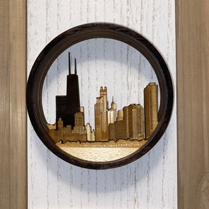 North Chicago Skyline 3D Wood Wall Art by Jordan Mansour