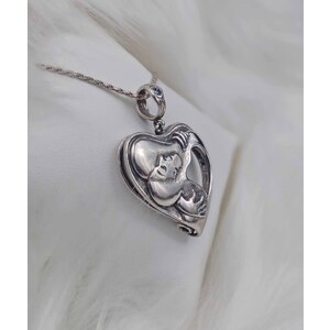 LOVERS HEART Fine Art Sterling silver Pendant,  Lovers Hugging Jewelry by Natalia Chebotar