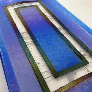 Glass Serving Tray in Blue by Christine  Freeburn 