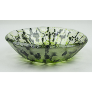 #1138 Dotted Green Flower Dish by Michelle Rial