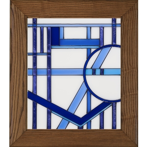 Art Deco Blue and White Brown End Table by Kevin Edgar