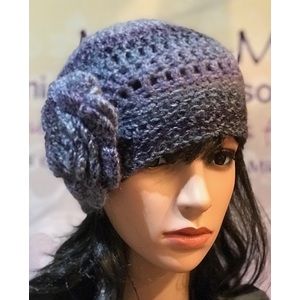 Women’s multi tone hat with a  matching flower by Sherri Gold