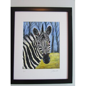 Portrait of a Zebra in the Wild, 11" x 14",  limited edition by Linda Sacketti