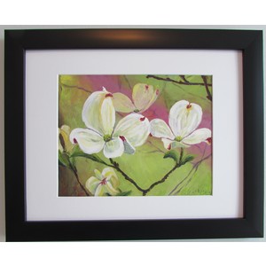 White Dogwood flowers 8" x 10" limited edition giclee print by Linda Sacketti