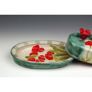 Poppies Butter Dish by Peggy Crago