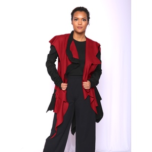 Red Wool Jacket Duster Frammento by Laura Tanzer